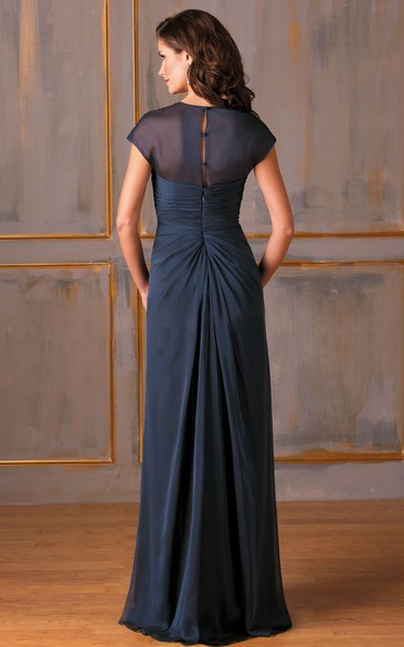 Sheath/Column Off-the-Shoulder Floor-Length Printed Floral Plus Size Mother of the Bride Dresses with Ruches main image 1