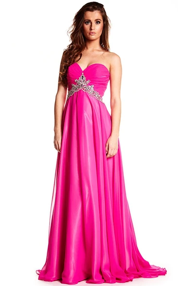 Beaded Sleeveless Sweetheart Chiffon Prom Dress
