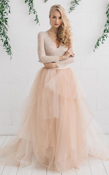 Tulle Satin Tiers Zipper Vintage Wedding Dress
