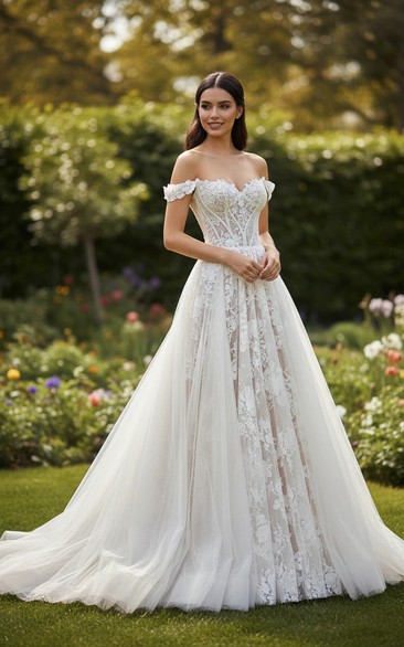 Romantic Off-Shoulder Tulle Ball Gown