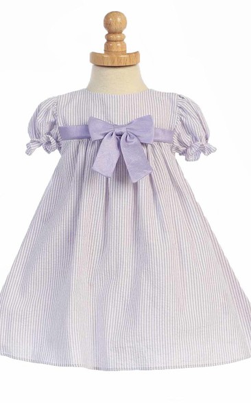 Tea-Length Tiered Cap-Sleeve Flower Girl Dress With Split