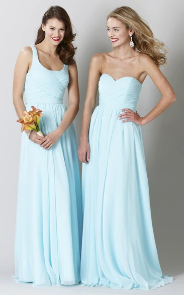 Sweetheart Maxi Criss-Cross Chiffon Bridesmaid Dress With Pleats And V Back