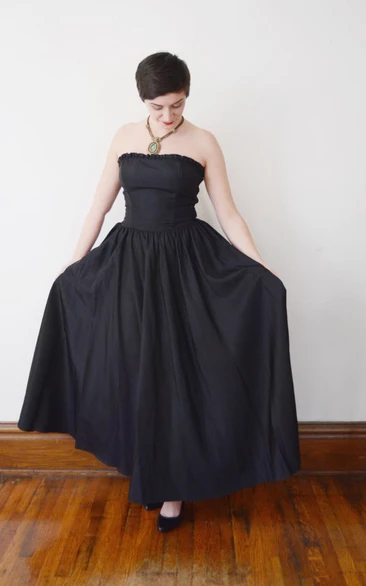 Stylish Strapless Ankle-length A-line Satin Dress