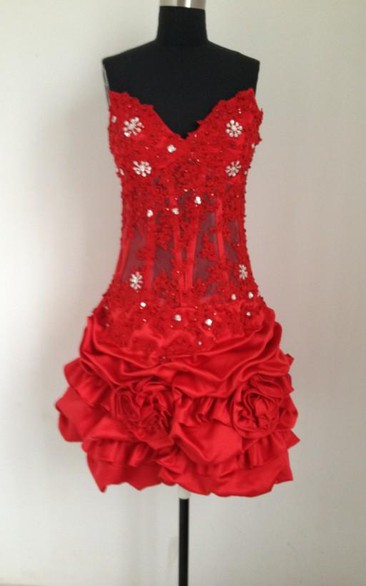 Custom Made New Sexy Strapless Lace Chiffon Sheath With Jacket