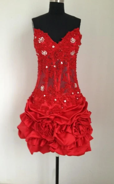 Custom Made New Sexy Strapless Lace Chiffon Sheath With Jacket