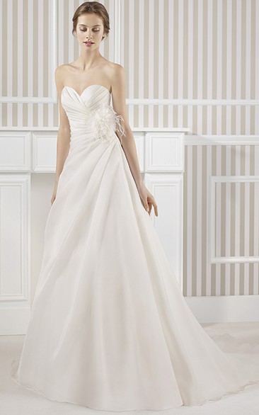 A-Line Sweetheart Satin Wedding Dress With Criss Cross