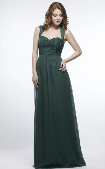 Sweetheart Criss-Cross Cap Sleeve Chiffon Bridesmaid Dress With Keyhole
