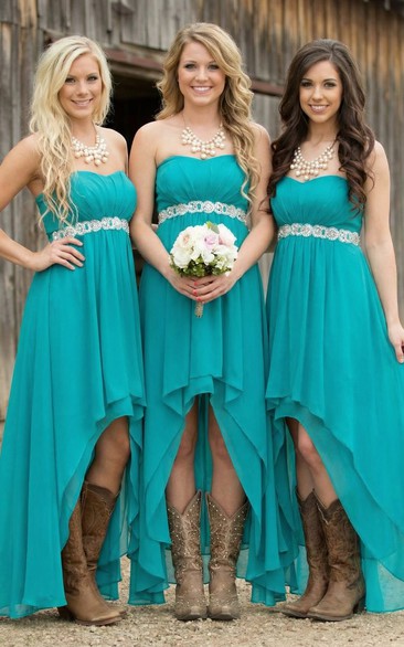 High-Low Chiffon Sweetheart Bridesmaid Dress