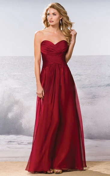 Sweetheart A-Line Floor-Length Bridesmaid Dress With Keyhole Back