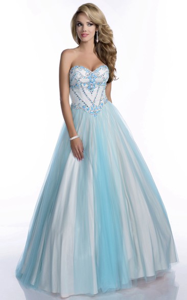 Sweetheart A-Line Tulle Prom Dress With Crystal Detailed Corset