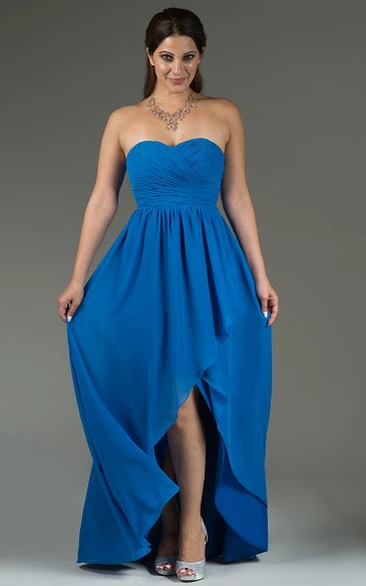 Criss-Cross Sweetheart A-Line Chiffon Long Bridesmaid Dress With Side Split