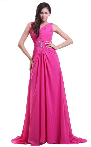 Sleeveless Long Dress With Sequin Detail Diagonal Pleats