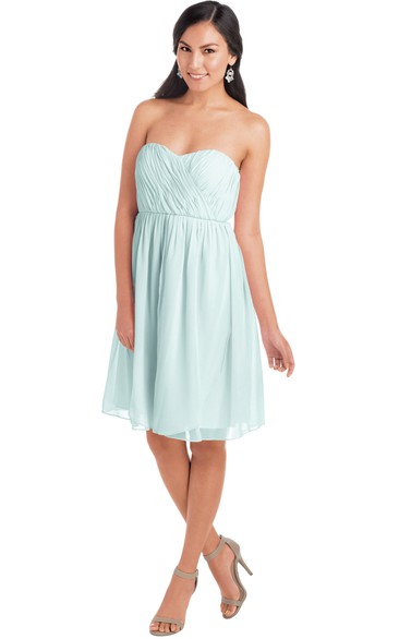 Knee-Length Sweetheart Sleeveless Criss-Cross Chiffon Muti-Color Convertible Bridesmaid Dress