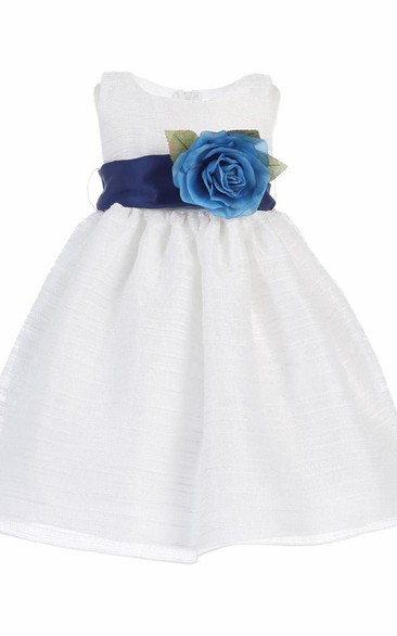 Tea-Length Tiered Organza Flower Girl Dress