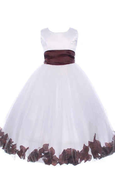 Sleeveless A-line Dress With Petals Hemline