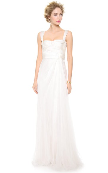 Long Square Empire Taffeta Dress With Low-V Back Style