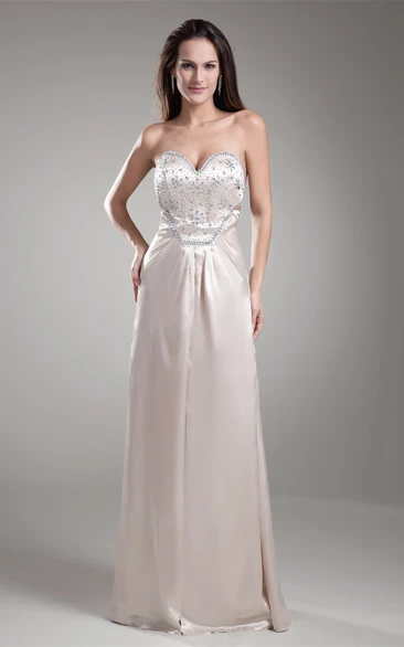 Wonderful Satin Beaded Sheath Maxi Special Occasion Dresses