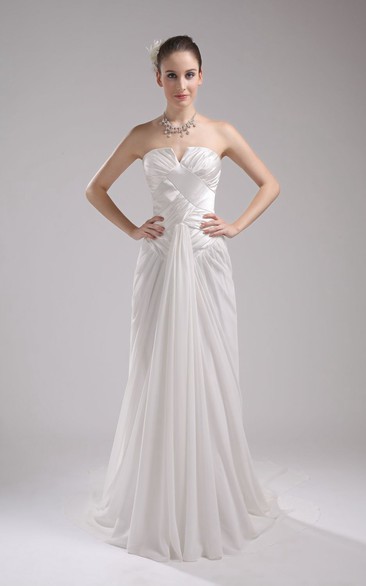 Elegant Notched Long Dress With Ruching and Pleats