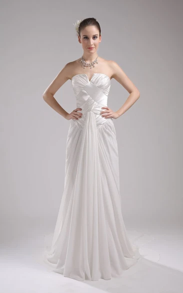 Elegant Notched Long Dress With Ruching and Pleats