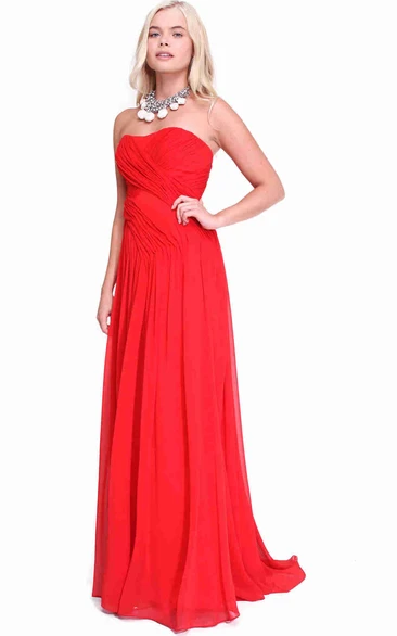 Sheath Maxi Sleeveless Ruched Jewel-Neck Chiffon Bridesmaid Dress With Beading