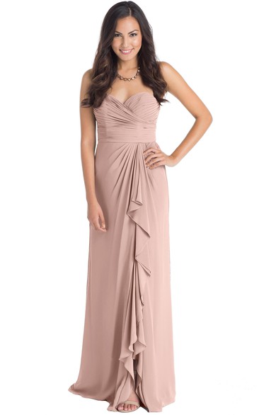 Maxi Sweetheart Criss-Cross Sleeveless Chiffon Muti-Color Convertible Bridesmaid Dress With Draping