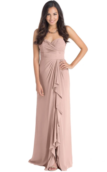 Maxi Sweetheart Criss-Cross Sleeveless Chiffon Muti-Color Convertible Bridesmaid Dress With Draping