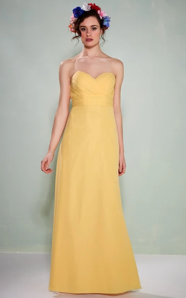 Floor-Length Criss-Cross Sweetheart Sleeveless Chiffon Bridesmaid Dress