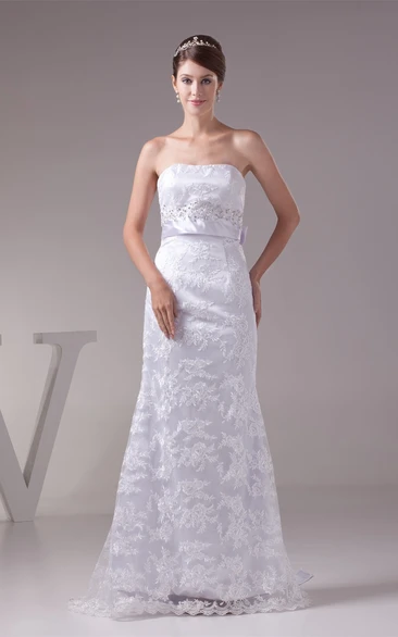 Sleeveless Sheath Floor-Length Jeweled Waist and Dress With Embroideries