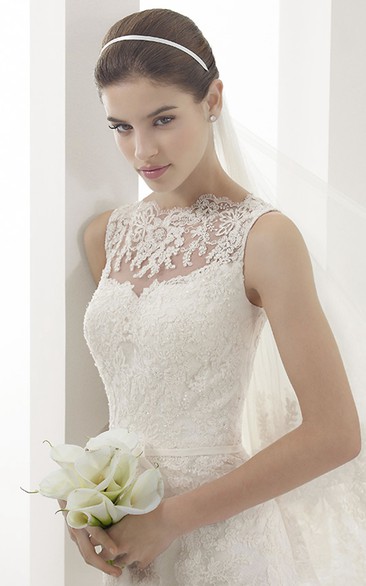 Mermaid Illusion Neck Long Gowns with Bow Papaya