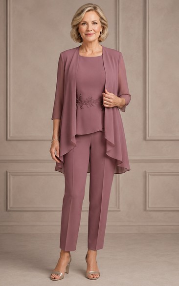 Vintage Mauve Formal Mother Pantsuit Vintage Mauve Scoop Jewel Jumpsuit Ankle-length