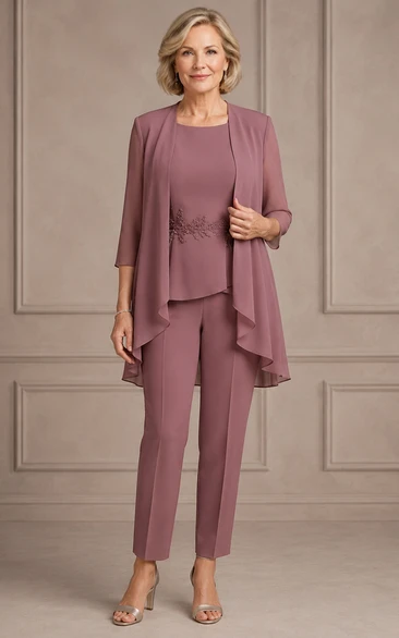Vintage Mauve Formal Mother Pantsuit Vintage Mauve Scoop Jewel Jumpsuit Ankle-length