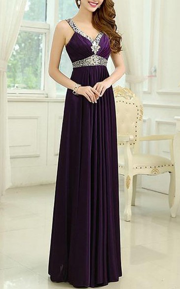 Exquisite Straps Beaded Long Prom Dress