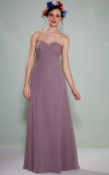 Sleeveless Sweetheart Empire Criss-Cross Chiffon Bridesmaid Dress