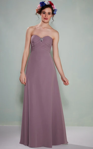 Sleeveless Sweetheart Empire Criss-Cross Chiffon Bridesmaid Dress