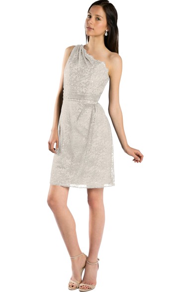 Short Sleeveless One-Shoulder Appliqued Lace Muti-Color Convertible Bridesmaid Dress With Straps