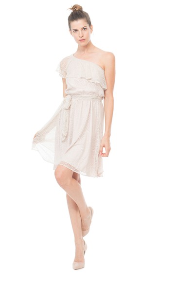 Ong-Shoulder A-Line Short Modern Dress With Ruffles