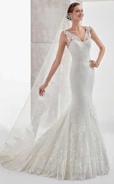Sweetheart Mermaid Sheath Wedding Dress With Illusion Lace Panel And Brush Train