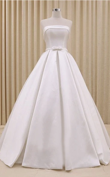 Strapless Princess Lace-up Wedding Dress Styles With Ruching And Bow Delicated Belt