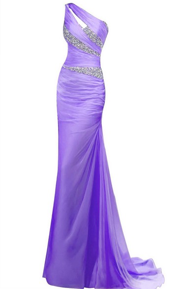 One-shoulder Long Sheath With Asymmetrical Sequins