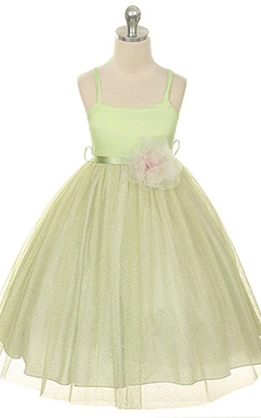 Sleeveless A-line Dress With Spaghetti Straps