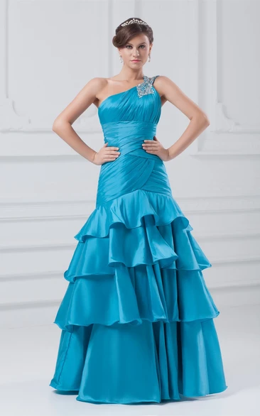 Gorgeous Sleeveless Sequined Taffeta One Shoulder Special Occasion Dresses