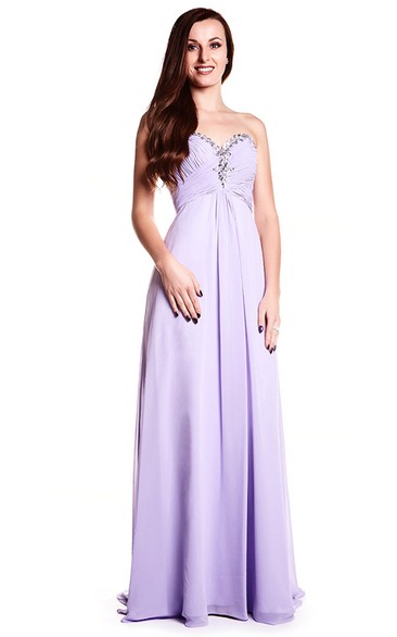 Sleeveless Ruched Sweetheart Chiffon Prom Dress