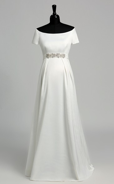 A Line Celebrity T-shirt Short Sleeve Wedding Dress