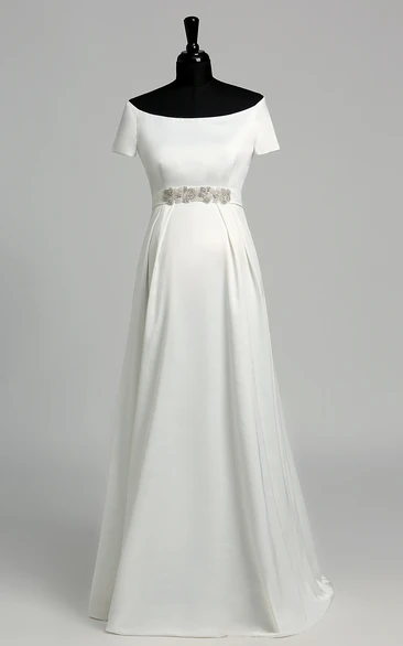 A Line Celebrity T-shirt Short Sleeve Wedding Dress