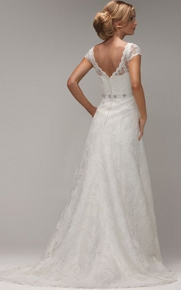 Lace Top V-neck A-line Dress with Jacket Silver