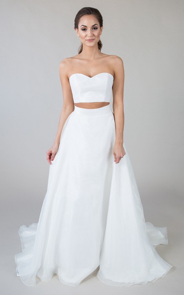 Sweetheart Floor-Length Chiffon Wedding Dress With Zipper