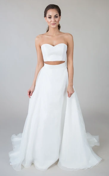 Sweetheart Floor-Length Chiffon Wedding Dress With Zipper