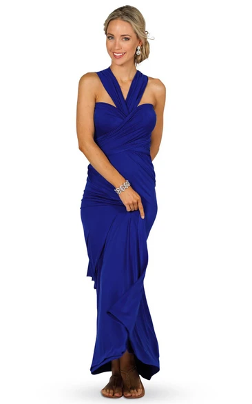 Criss-Cross Sleeveless Strapped Chiffon Convertible Bridesmaid Dress