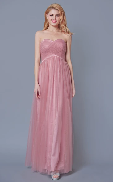 Sweetheart Empire Waist Pleated Tulle Gown With Crystal-detailing