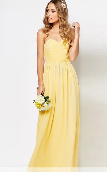 Sheath Sweetheart Ankle-Length Chiffon Bridesmaid Dress With Criss Cross And Zipper